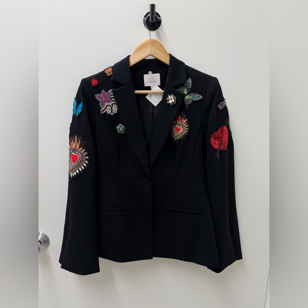 Cinq à Sept Sacred Heart Rumi Black Blazer - Picture 3 of 8